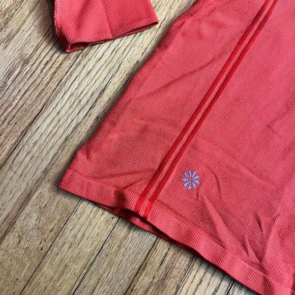 Athleta Hoodie Womens Medium Twist Half Zip Shirt Orange Compression - Picture 3 of 8